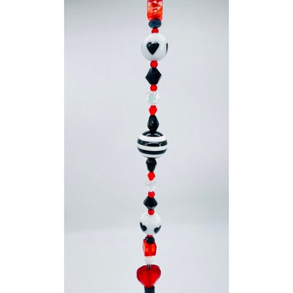 Beaded Suncatcher Black White Red Crystal Prism Hanging Patio Decor Yard Art - Picture 5 of 10